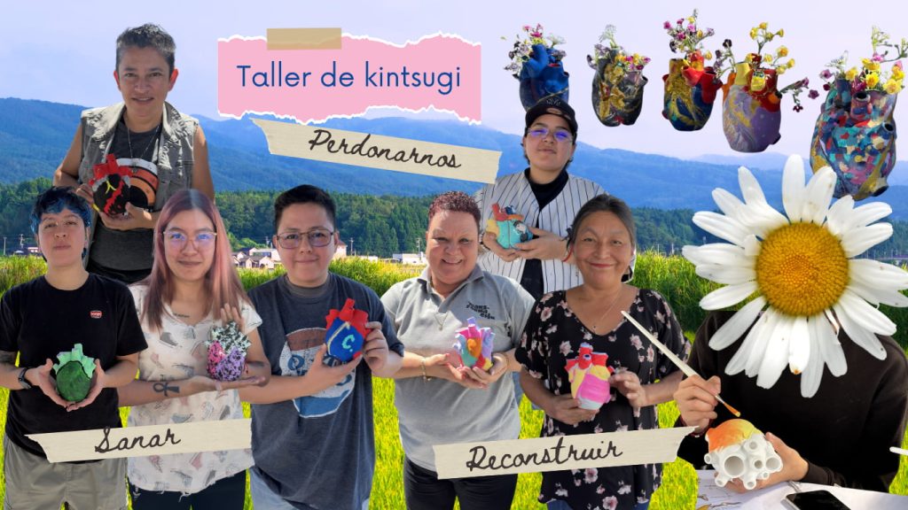 Taller de Kintsugi realizado con nuestra base comunitaria.  Durante la actividad, las personas participantes reflexionan sobre la salud mental y la sanación emocional mientras reconstruimos piezas de cerámica como símbolo de resiliencia y crecimiento personal.